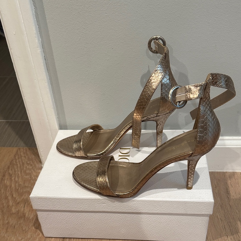 Pelle Moda Bronze Snakeskin Heels